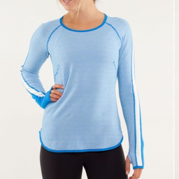 Lululemon Runder Under Blue Long Sleeve - Picture 1 of 5